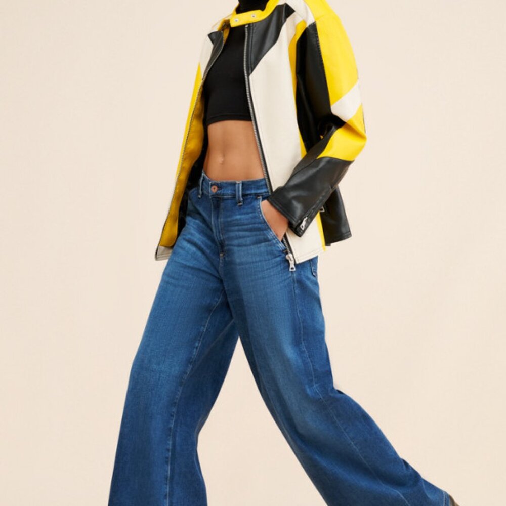 Stella High Waisted Wide Leg Jeans, Size 28, Wash Denim Dark